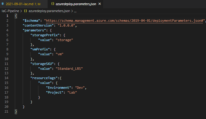 adding parameters azure deploy